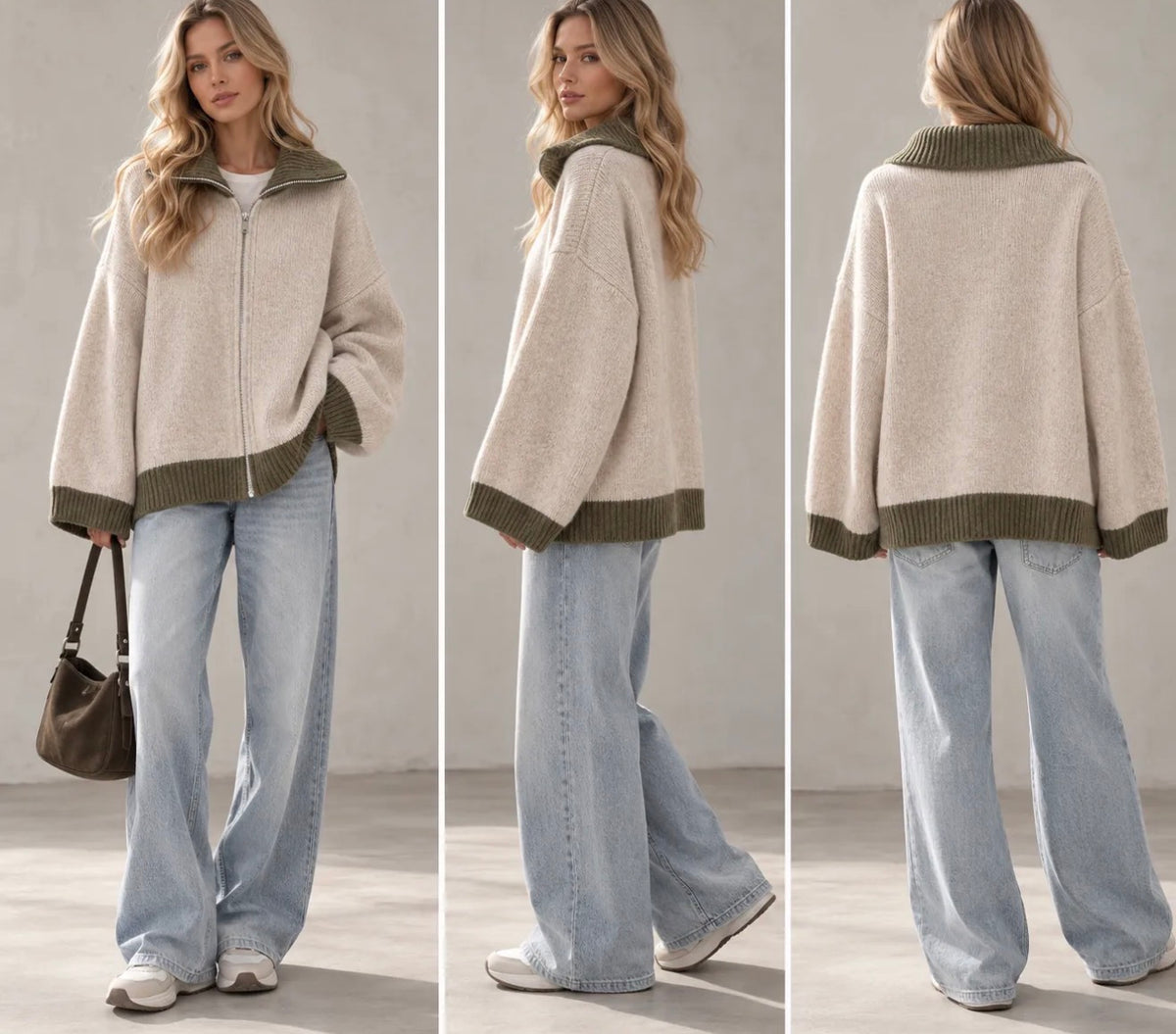 Strickcardigan mit Reißverschluss