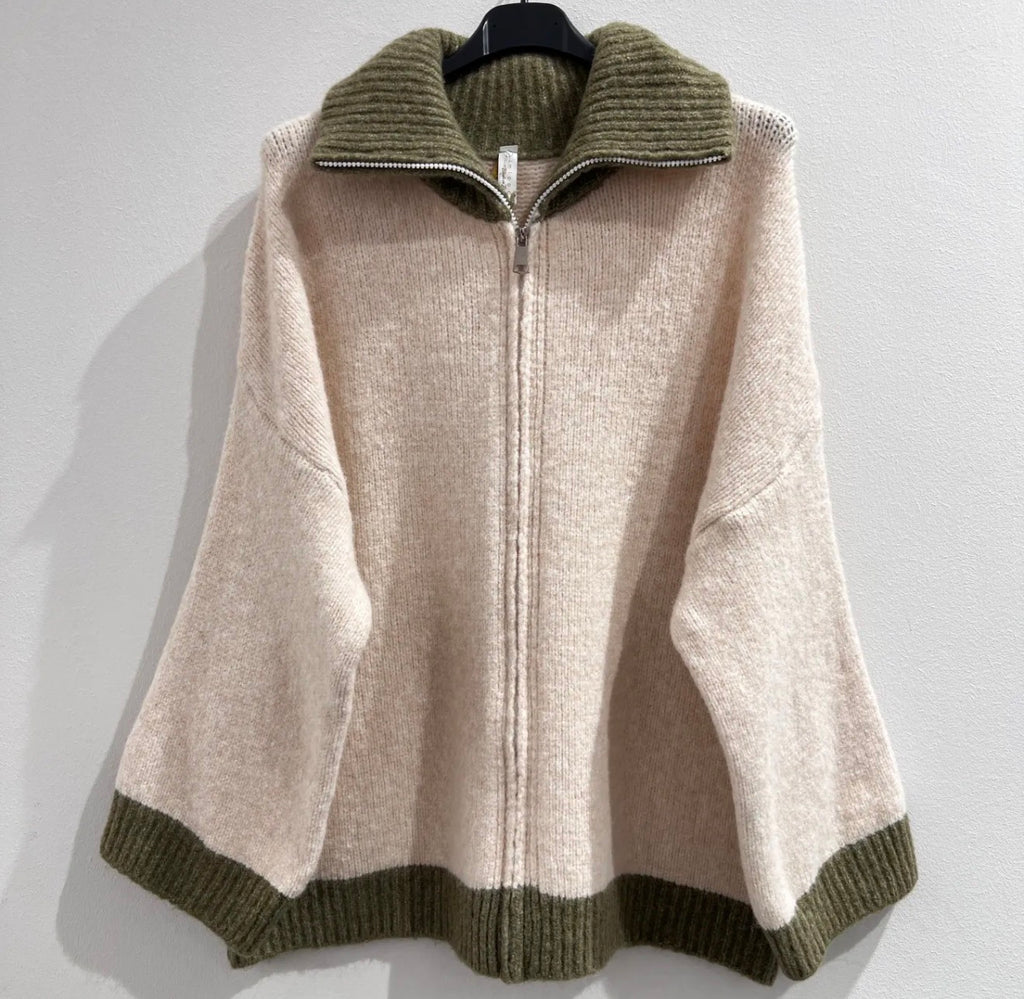 Strickcardigan mit Reißverschluss
