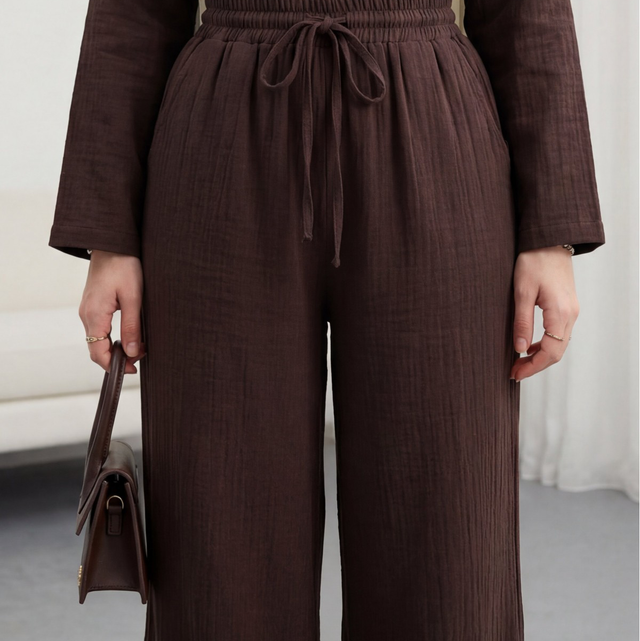 Oversize Muselin Hose in Braun