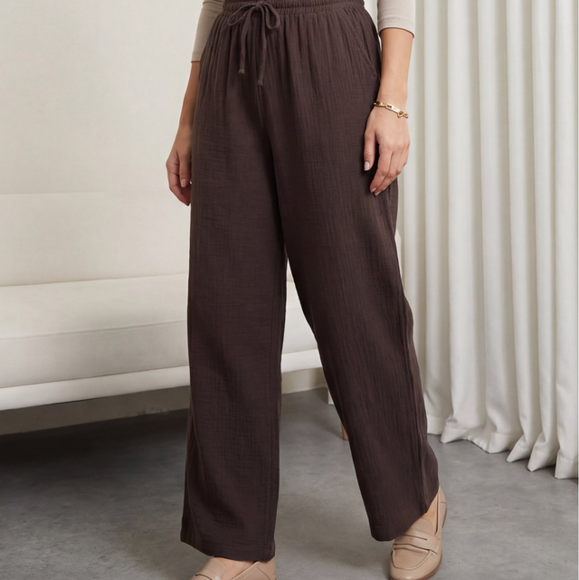 Oversize Muselin Hose in Braun